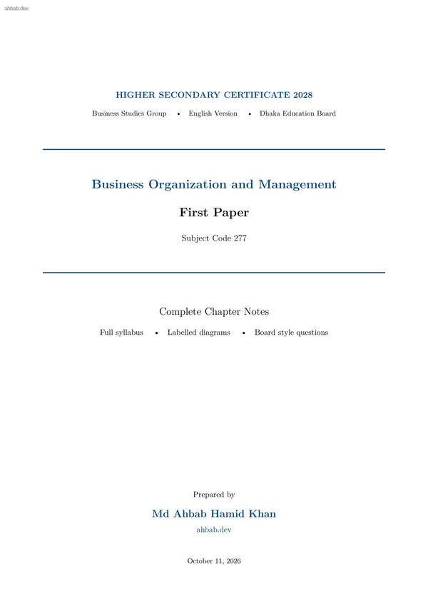 Business Management 1, first page preview