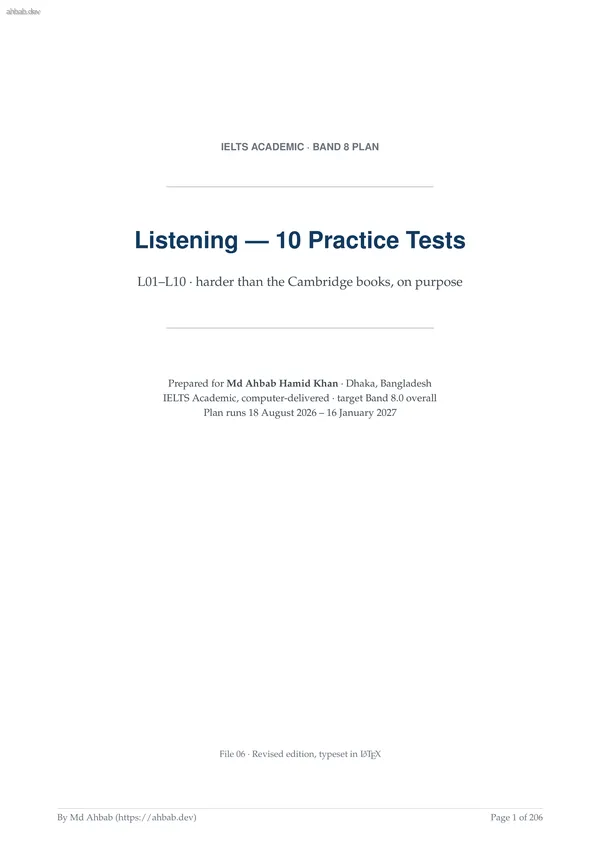 Listening Pack 10 Tests v2, first page preview
