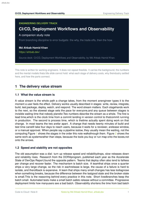 9 — CICD, Deployment Workflows & Observability, first page preview