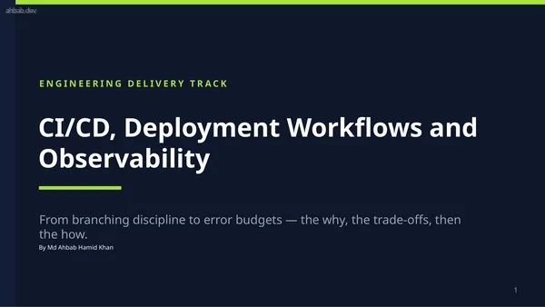 9 — CICD, Deployment Workflows & Observability, first page preview