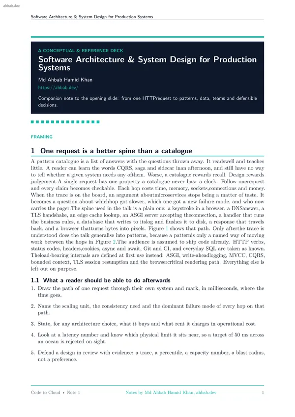 1 — Software Architecture & System Design, first page preview