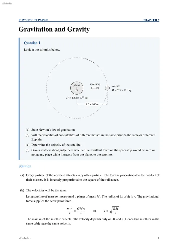 Ch06 Gravitation and Gravity, first page preview