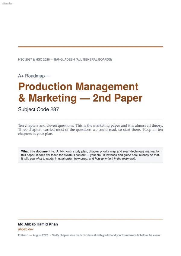 Production Management Marketing 2 Suggestion, first page preview