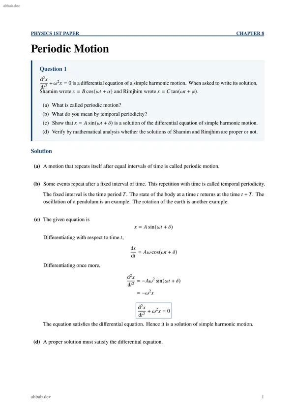 Ch08 Periodic Motion, first page preview