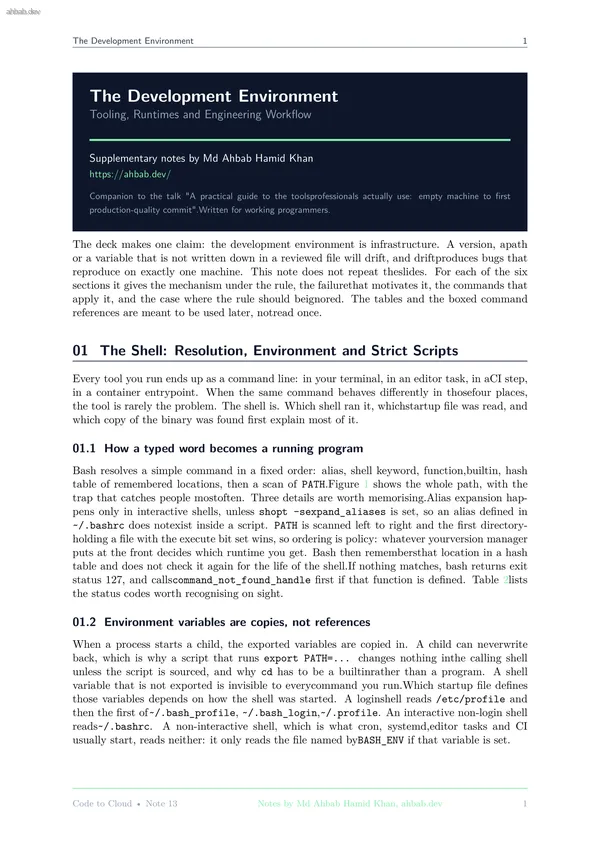13 — Development Environment & Engineering Workflow, first page preview