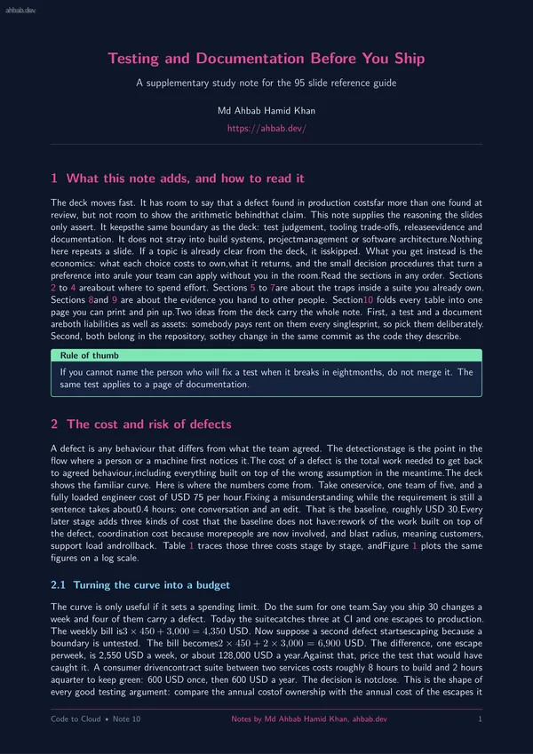10 — Testing Strategy & Documentation, first page preview
