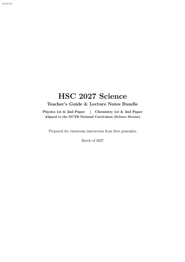 HSC Physics Chemistry Instructor Notes, first page preview
