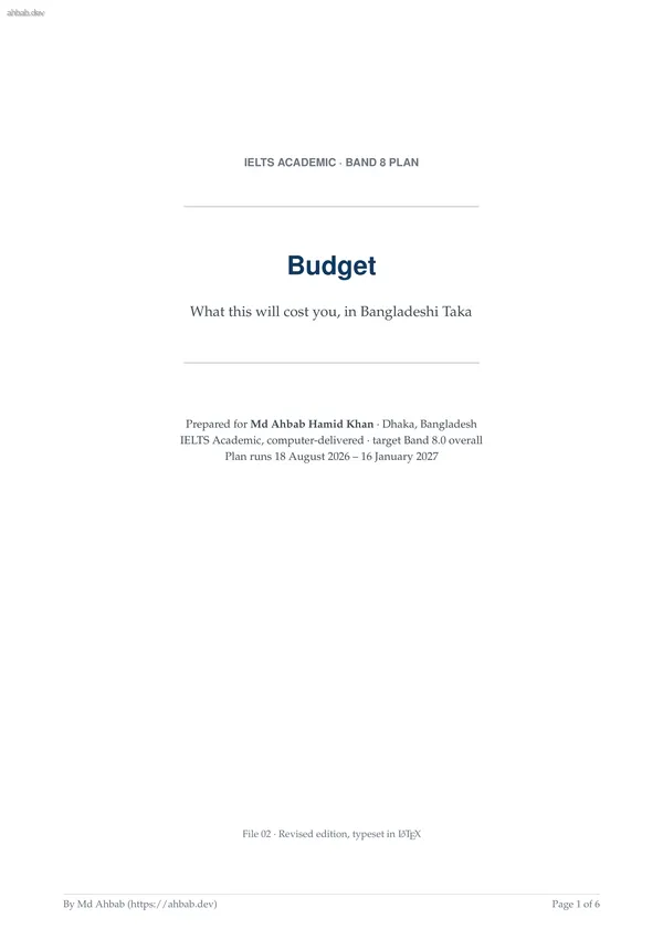 Budget v2, first page preview
