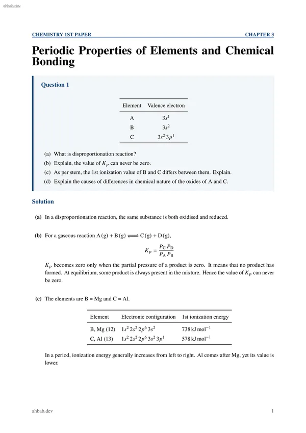 Ch03 Periodic Properties of Elements and Chemical Bonding, first page preview
