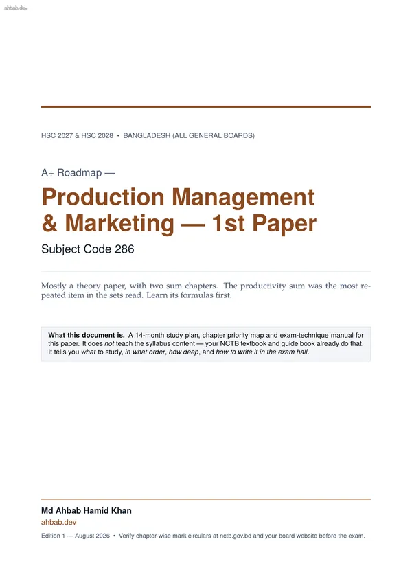 Production Management Marketing 1 Suggestion, first page preview