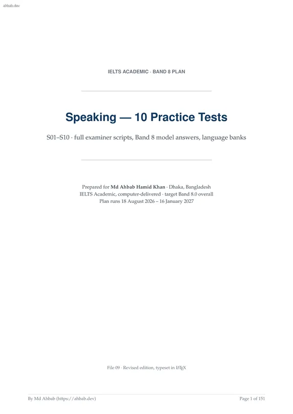 Speaking Pack 10 Tests v2, first page preview