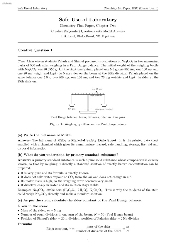 Chemistry 1 Ch 1 note and homework, first page preview
