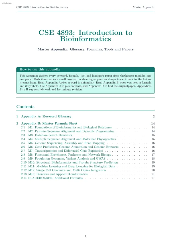 Master Appendix, first page preview